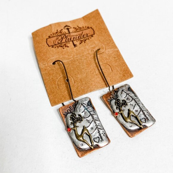 NWT Plunder Design Rudolph Reindeer Christmas Earrings - Picture 1 of 2